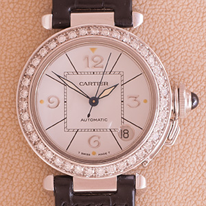 Cartier Pasha Automatic Whitegold Diamond 