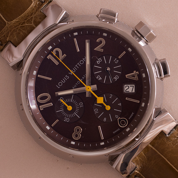 Louis Vuitton Tambour Chronograph Q1121 Date Brown Dial Automatic